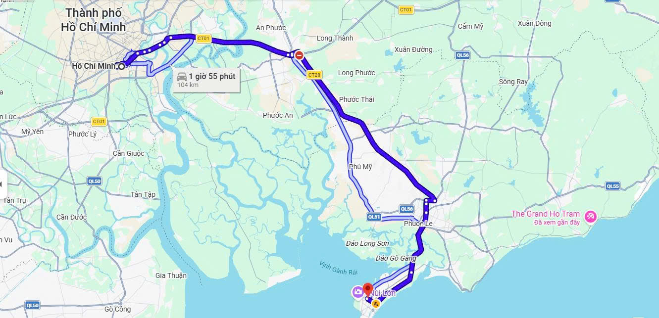 Lộ trình thuê xe từ Tp Hồ Chí Minh đi Vũng Tàu